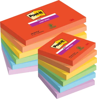 Produktbild von Post-it Super Sticky Playful Set 76x76 + 76x127mm je 6 Blöcke 90 Blatt