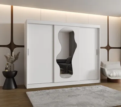 Obrázek produktu pro Šatní skříň 250 cm BEYZA se zrcadlem - bílá