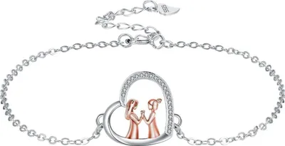 Image de Argent 925 dames bracelet pendentif coeur bijoux amie mère fille