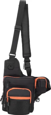Immagine prodotto di Borsa a tracolla multifunzionale per attrezzatura da pesca in poliestere con spallacci regolabili (nero)