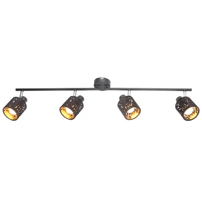 Produktbild von Globo Lighting Strahler Metall schwarz, verchromt, Samt schwarz Dekorstanzungen, goldfarben, beweglich, LxBxH: 840x140x150mm, exkl. 4x E14 8W 230V