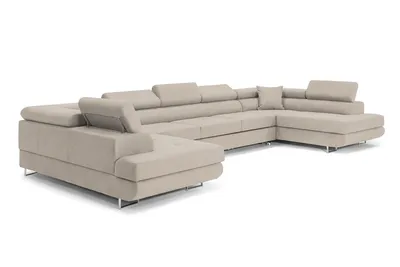 Produktbild von Ecksofa mit Schlaffunktion und Bettkasten PASTI XXL U-Form, Couch, Eckcouch für Ihr Wohnzimmer, Creme-Beige
