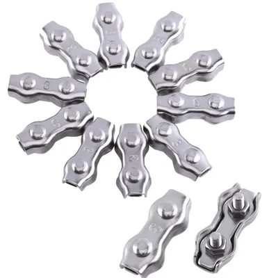 12 Stück Edelstahl-Drahtseilklemmen M3, 2 mm, Duplex
