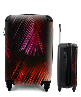 Produktbild von MuchoWow® Koffer Handgepäck Trolley Rollkoffer Kleine Reisekoffer mit 4 Rollen - Dschungel - Rot - Blätter - Cabin Size < 55x40x23 cm & 55x40x20 cm - Fotokoffer - Kabinenkoffer - Boardgepäck - Reise-Box - Reisekoffer - Reisegepäck - Koffer mit Bild - Trolley für Kinder