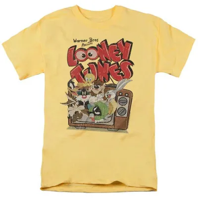 Image de T-shirt Looney Tunes, collection "Samedi matin", pour hommes et femmes (coupe unie), coloris mélange ("Banane crème"), référence TV38243 (taille S)