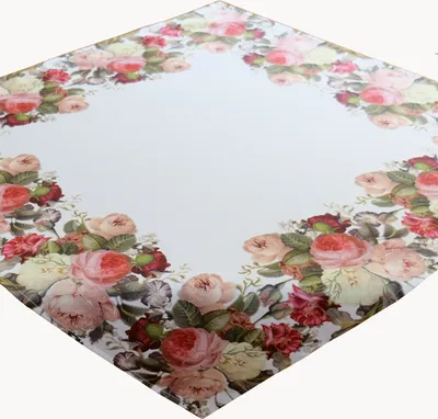 Produktbild von Tischwäsche Tischläufer Druck Rosen Frühling Sommer Tischdeko 110 x 110 cm