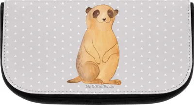 Produktbild von Mr. & Mrs. Panda Organizer Erdmännchen - Grau Pastell - Geschenk, Kulturbeutel, Kulturtasche, Traveling, Weltreise, Roadtrip, Make-up, kulturtäschchen, Afrika, Spruch