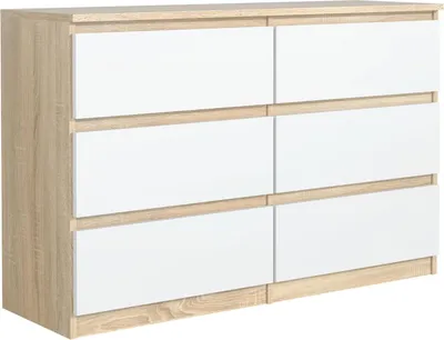 Produktbild von Mobelsta Kommode, Schrank mit Schubladen, Modernes Sideboard, Schubladenschrank, Kommodenschrank, Sonoma  & Weiß 120x78,5x39 cm