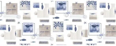 Produktbild von PVC Tischdecke OZEAN Wachstuch - Länge & Breite wählbar - abwaschbar - Maritim Blau Beige Fische Muscheln, Größe:140 x 2500 cm
