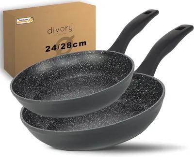 Produktbild von DIVORY Pfannenset 2-teilig Pfanne 24cm, 28cm Induktion – Antihaft Beschichtete Universalpfanne für alle Herdarten - Sichere Griffe, Spülmaschinenfest