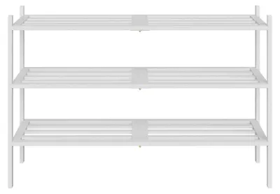 Produktbild von Bambus-Schuhregal 3-stufig stapelbar | Weiß | 70x25x51,5cm
