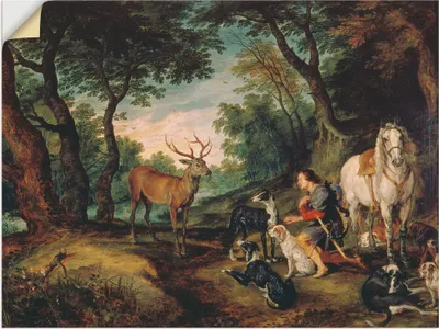 Produktbild von ARTland Wandbild, selbstklebend Der heilige Hubertus. Größe: 80x60 cm