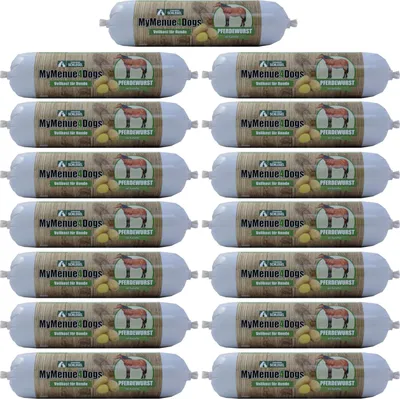 Produktbild von MyMenue4Dogs Hundefutter Pferdewurst - 15x 400g