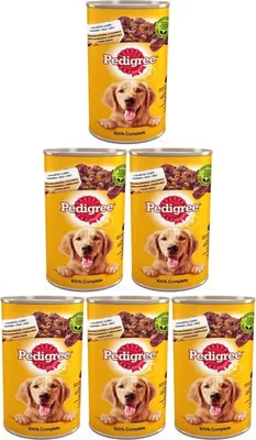 Produktbild von Pedigree Adult Nassfutter für Erwachsene Hunde mit Huhn und Karotte in Gelee 6 x 1200g (6 Dosen)