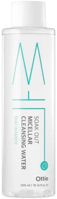 Image de Ottie, Soak Out, nettoyant et apaisant, eau micellaire, pour peaux sensibles, 300 ml