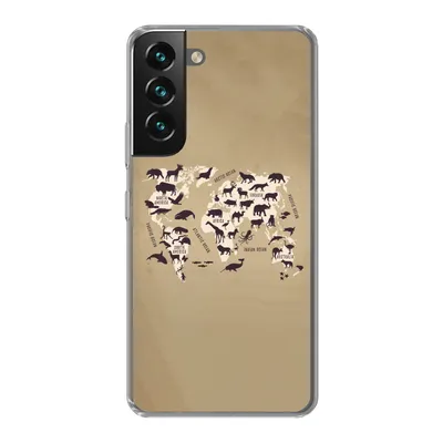Produktbild von MuchoWow® Handyhülle Schutzhülle Hülle für Samsung Galaxy S22 Weltkarte - Tiere - Braun Silikon Softcase Handy Hülle - Mobiltelefonhülle