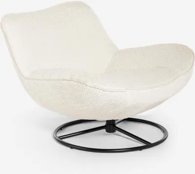 Produktbild von Sessel Wohnzimmer Büro modern drehbar aus Stoff Bouclé Konn - Beige