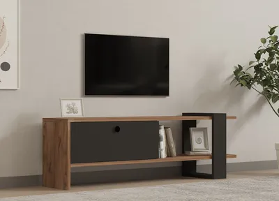 Produktbild von skye-decor TV-Schrank Melamin-Spanplatte Eiche Ova 120 cm x 36,8 cm x 25 cm 1 Tür 2 Regale