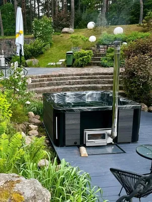 Produktbild von Whirlpool Badefass externer Holzofen Thermoholz Pool für Garten & Entspannung