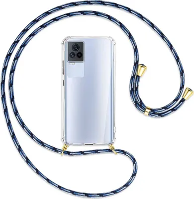 Produktbild von Handykette Backcover-Schutzhülle mit Band (Metall goldfarben) für vivo IQOO 7 - Blautöne