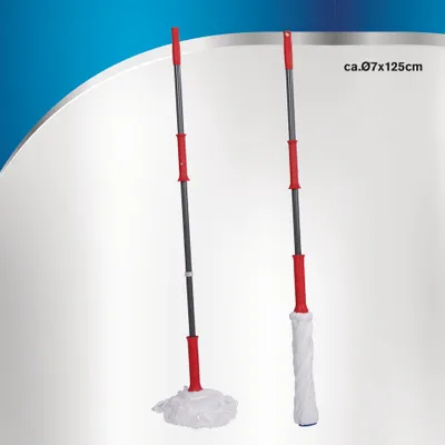 Produktbild von Dirt Devil Mikrofaser Mopp – 125 x ⌀ 7,5 CM – Leicht Auszuwringen – Rot/Grau