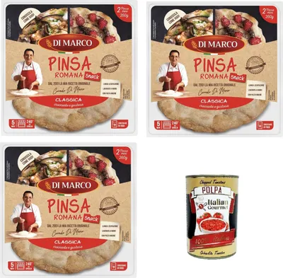 Produktbild von Di Marco- Pinsa alla Romana Klassisch knusprig und lecker 3x230gr+ Italian Gourmet polpa 400g