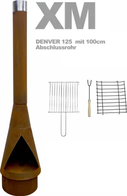 Produktbild von Yerd Gartenkamin Terrassenofen Feuerschale BBQ Grill Denver Corten Stahl 2 Meter