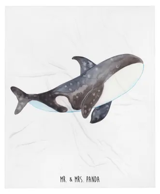 Produktbild von Mr. & Mrs. Panda Plaid Orca - Weiß - Geschenk, Meer, Arbeit, Kuschelige Decke, Orcas, Kuscheldecke, Motivation, Tagesdecke, Sofadecke, Bettdecke, Büro