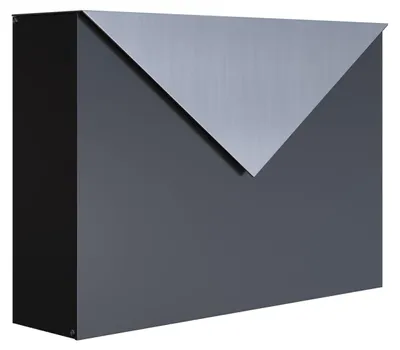 Produktbild von Wandbriefkasten Letter in Schwarz mit Edelstahlklappe