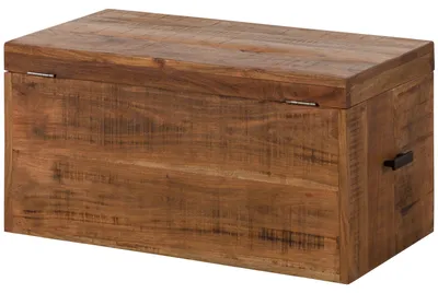 Produktbild von MASSIVMOEBEL24 Truhe Akazie 80x40x40 natur lackiert BARK #123