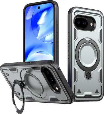 Immagine prodotto di Custodia a doppio strato per Google Pixel 10A, custodia protettiva magnetica con anello e supporto Grigio
