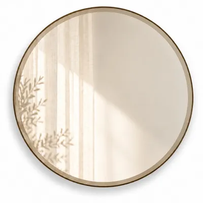 Produktbild von Indore Home - Runder Wandspiegel Bronze - Spiegel mit Facettenrand - 60 cm