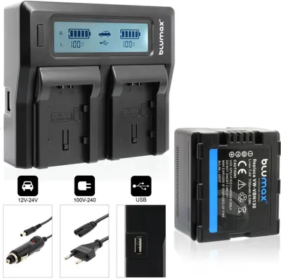 Produktbild von 1x Akku + Lader passend für Panasonic VW-VBN130  SD900 TM900 X920M HS900 1150 mA