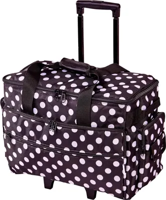 Produktbild von Große Nähmaschinen-Trolley-Tasche auf Rädern - Strapazierfähiger schwarzer Stoff mit weißen Flecken, 51 x 38 x 28 cm