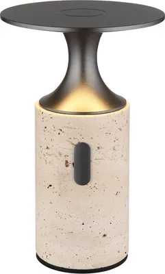 Produktbild von Globo Travertin LED Tischleuchte 3W Warmweiß Grau, Travertine Stein Memoryfunktion Ø12cm 21053