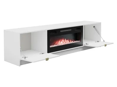 Produktbild von MIRJAN24 TV-Lowboard Tireno EF mit Kamin, TV-Tisch mit Klappe, Aluminiumgriff in der Farbe Gold (Farbe: Sandbeige)
