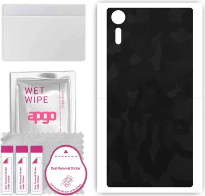 Produktbild von apgo Rückseite Schutzfolie, Skin, kompatibel mit Sony Xperia XZs, Hinten Displayschutzfolie aus Vinylfolie, kratzfest, einfache Montage - Schwarzes Tarnmuster
