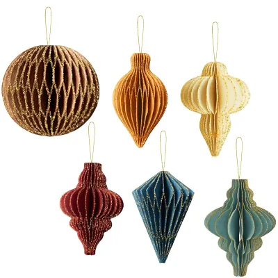 6 Papier-Honigwabenkugeln, Weihnachtsbaumschmuck, Hängedekoration