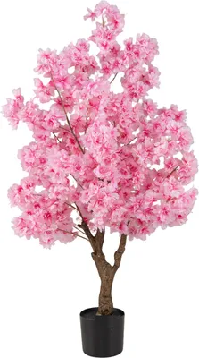 Produktbild von COSTWAY Künstliche Kunstpflanze Kirschblütenbaum 120 cm, Kunstbaum mit Blüten in Rosa, Blumenbaum im Topf, Blütenbaum Kirschbaum Sakura, Pink