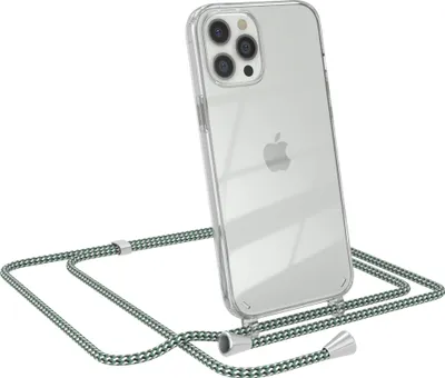 Produktbild von EAZY CASE Handykette kompatibel mit Apple iPhone 12 Pro Max, Handyhülle mit Umhängeband, Handykordel, Schutzhülle Clear, Band in Grün