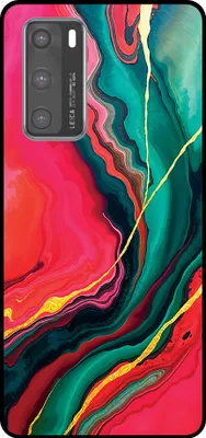 Produktbild von Smartphonica Telefon Fall geeignet für Huawei P40 mit roten grünen Marmor Print - TPU Backcover Fall rot grün Marmor Design