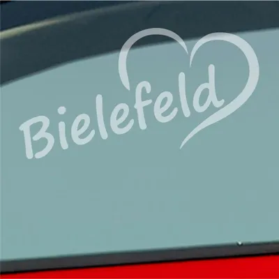 Produktbild von Auto Aufkleber Bielefeld Herz Stadt City Liebe Love Heart 16x8 cm Milchglas Sticker Heckscheibenaufkleber