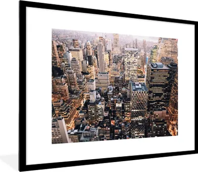 Produktbild von MuchoWow® Gerahmtes Poster New York - NYC - Amerika 80x60 cm - Poster mit Schwarzem Bilderrahmen Wandposter Rahmen Foto Bilder - Schlafzimmer-Dekorationen - Fotoposter