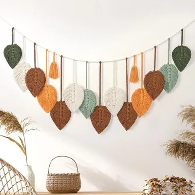 Zdjęcie produktu dla Ręcznie tkana tapeta z bawełny, styl boho, jednoczęściowa, biała