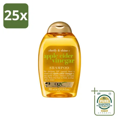 Produktbild von 25 x OGX Apple Cider Vinegar Shampoo Clarify + Shine 385 ml - Vorratspackung - 25 Stücke