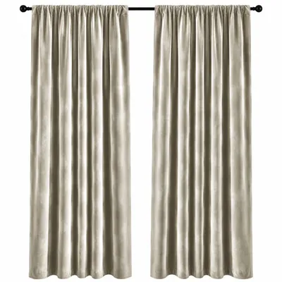Produktbild von 2 Stück Vorhang Samt Blickdicht mit Kräuselband 140x245 Vorhänge Gardine Gardinen mit Universalbandaufhängung Hellbraun 2er Pack, KI-generiertes Bild