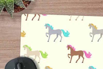 Produktbild von MuchoWow® Schreibtischunterlage Mädchen - Pferde - Muster - Mädchen - Kinder - Kinder 60x40 cm - XXL Mauspad - Großes Mauspad