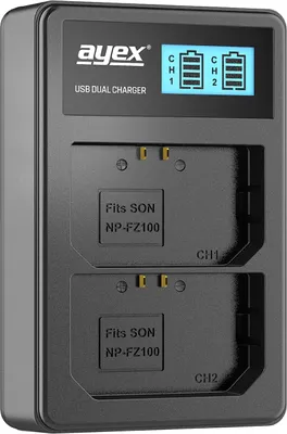 Produktbild von USB Dual Ladegerät für Sony NP-FZ100 Akkus beleuchtetes Display Ladestandanzeige
