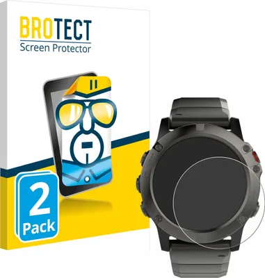 Produktbild von 2x Für Garmin Fenix 5X (51 mm) Schutzfolie BROTECT Displayschutz Display Schutz Folie Klar Transparent
