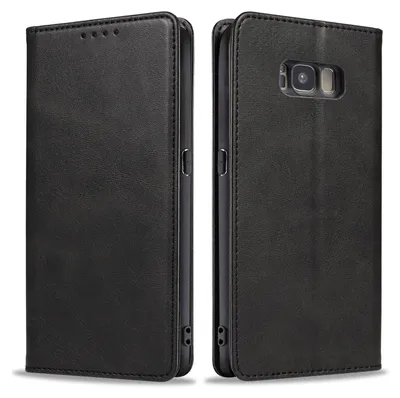 Produktbild von Handyhülle für Samsung Galaxy S8 Kunstleder Flip Cover Hülle Klapphülle Case Kartenfach Farbe: Schwarz